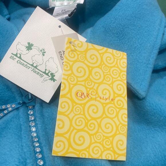 Quacker Factory Rhinestone Zipper Front Fleece Jacket - Picture 3 of 6